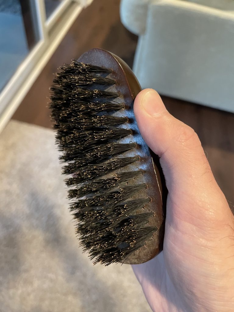 Leather boot care - horsehair brush.