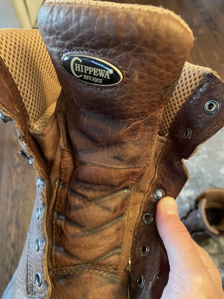 Leather boot care.