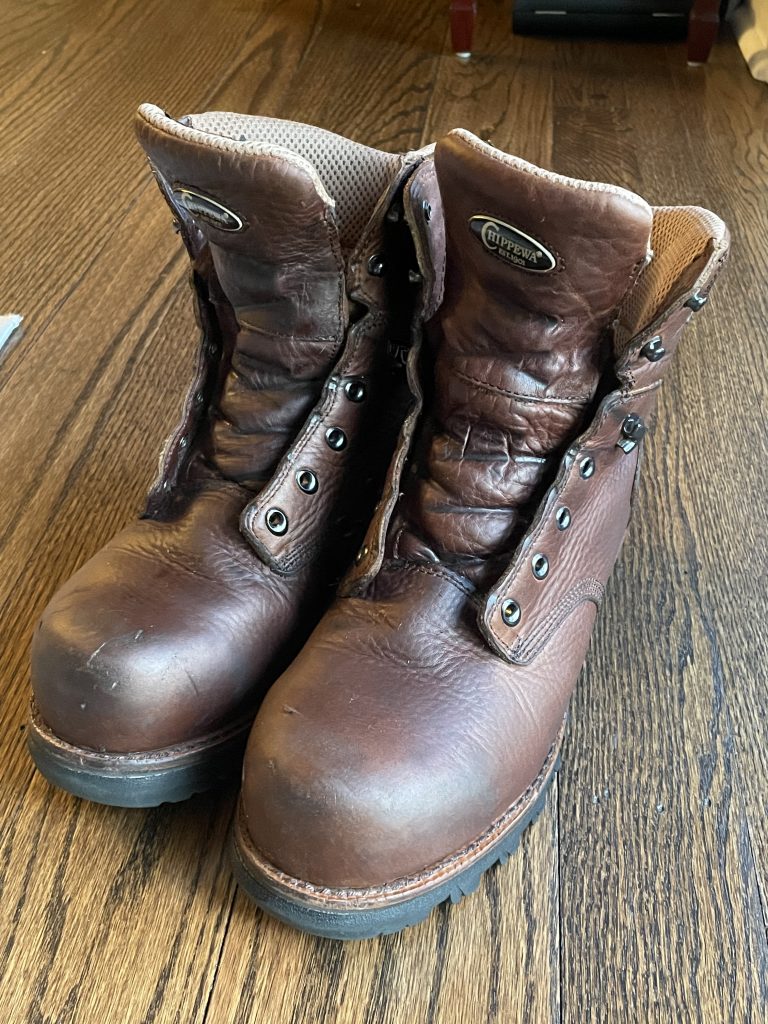 Leather boot care.