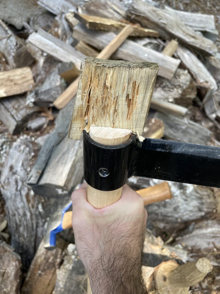 How to hang a tool handle.