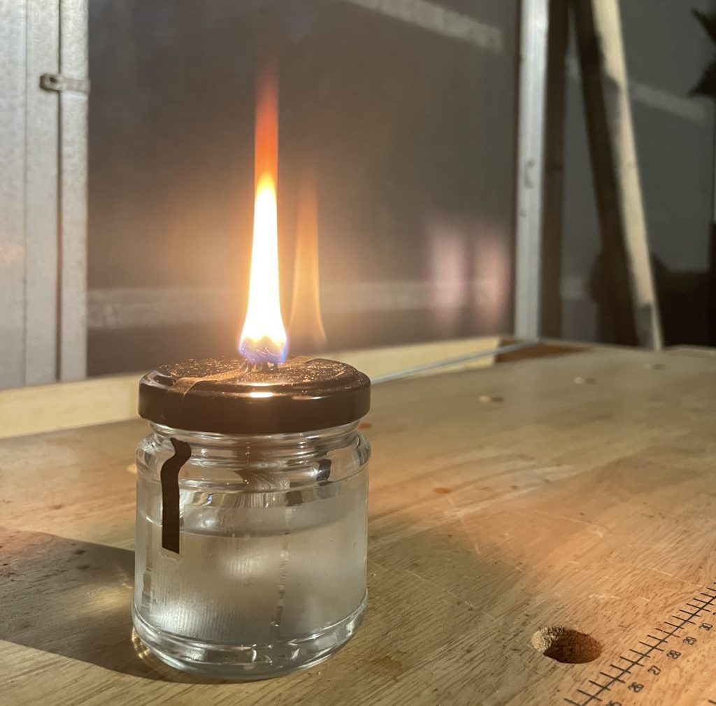 Oil lamp from a jar.