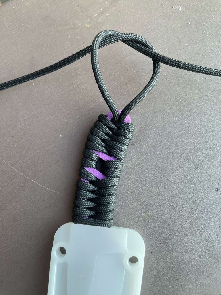 How to wrap an ESEE Candiru handle with paracord.