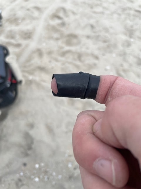 How to protect your finger while surfcasting.